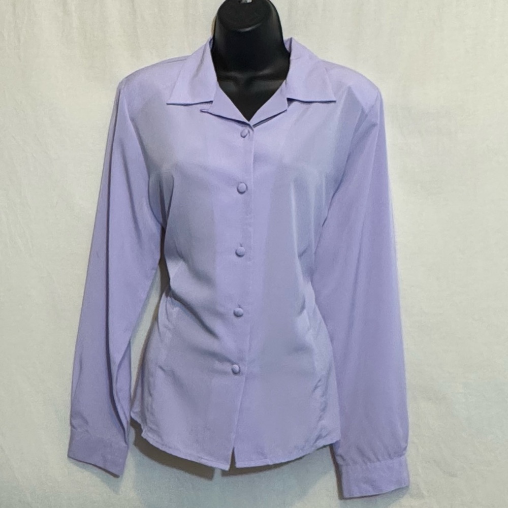 G-168 Christie & Jill Vintage Purple Long Sleeve Button Down Blouse Size 12
